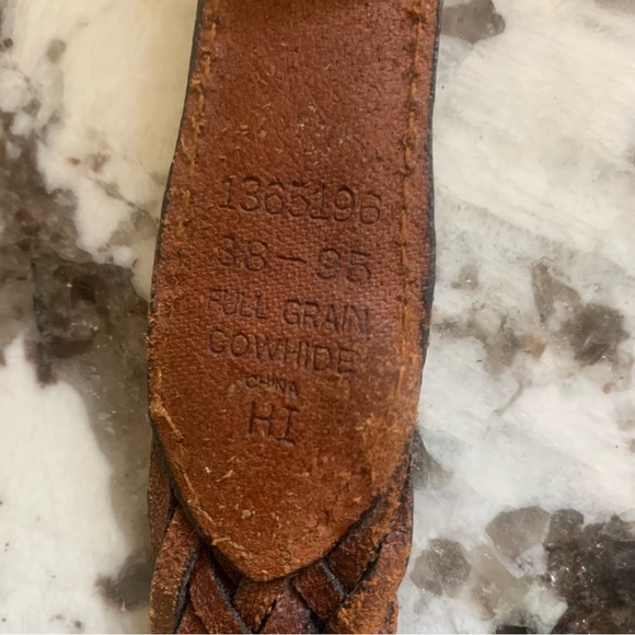 Braided Full Grain Cowhide Leather Belt 38/95 Brown - Solid Brass Buckle - Picture 4 of 10